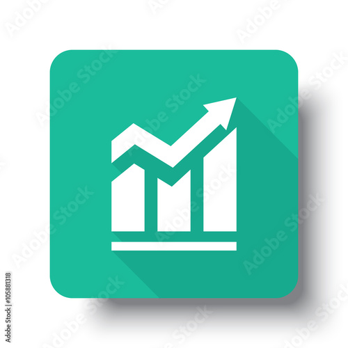 Flat white Trend web icon on green button with drop shadow