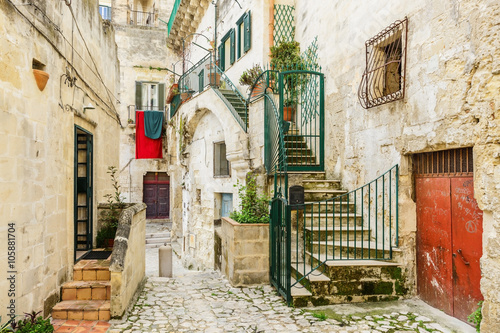 Old buildings and houses of Matera town  Italy 
