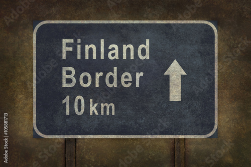  Finland border 10 km roadside sign illustration © Bruce Stanfield