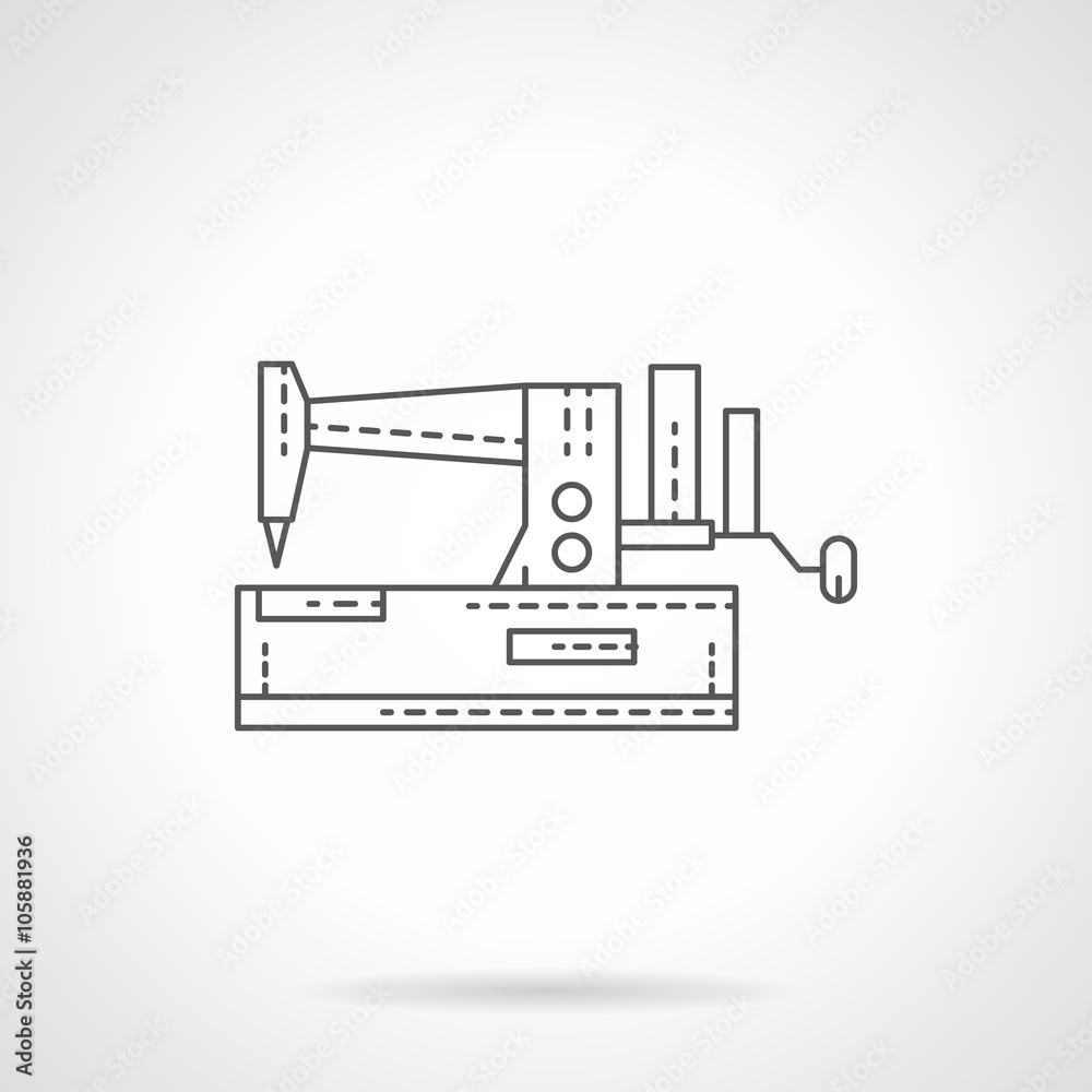Manual sewing machine flat thin line vector icon Manual sewing machine flat thin line vector icon