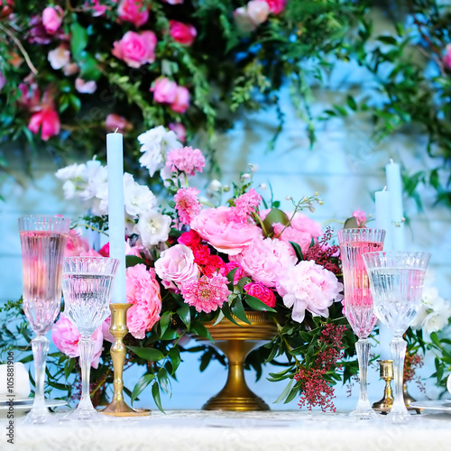 Table set for wedding reception