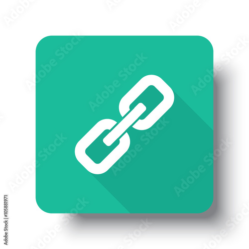 Flat white Links web icon on green button with drop shadow