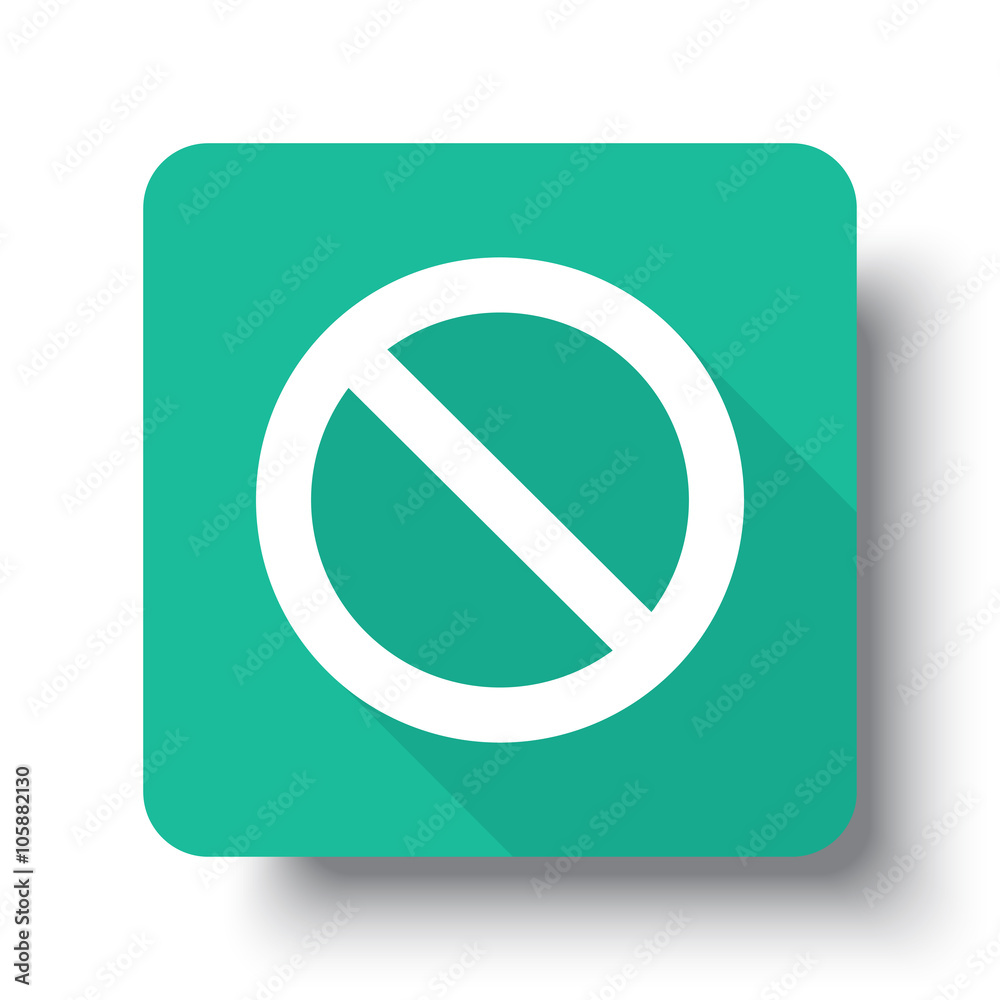 Fototapeta premium Flat white Forbidden web icon on green button with drop shadow