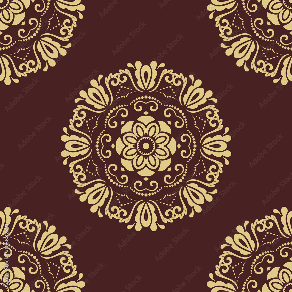 Seamless oriental ornament in the style of baroque. Traditional classic vector golden pattern Seamless oriental ornament in the style of baroque. Traditional classic vector golden pattern