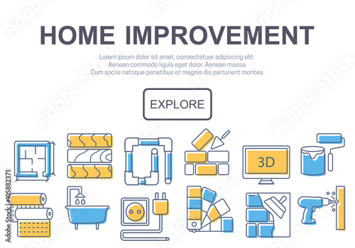 Concept of title site page or banner for home improvement