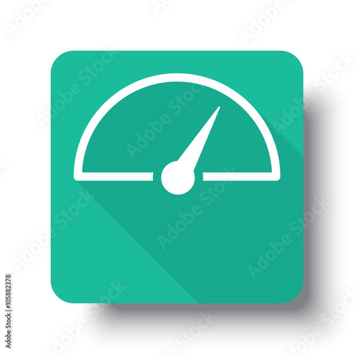 Flat white Speed Meter web icon on green button with drop shadow