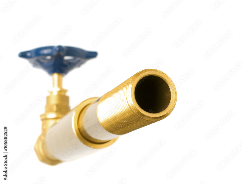 Metal water pipes on a white background