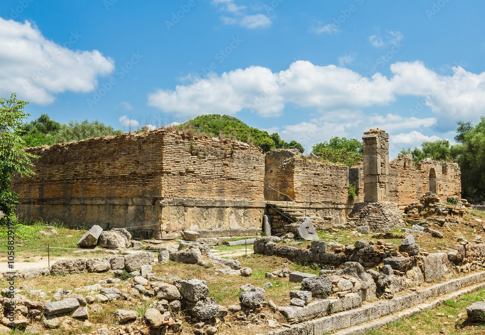 Ruin of Olympia; the birth place of Olympic games in Katakolon, Greece 