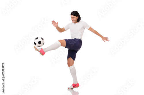 Young footballer isolated on the white © Elnur