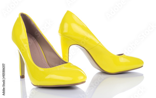 Yellow high heels shoes