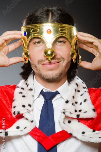 Obraz na plátně Young king businessman in royal concept