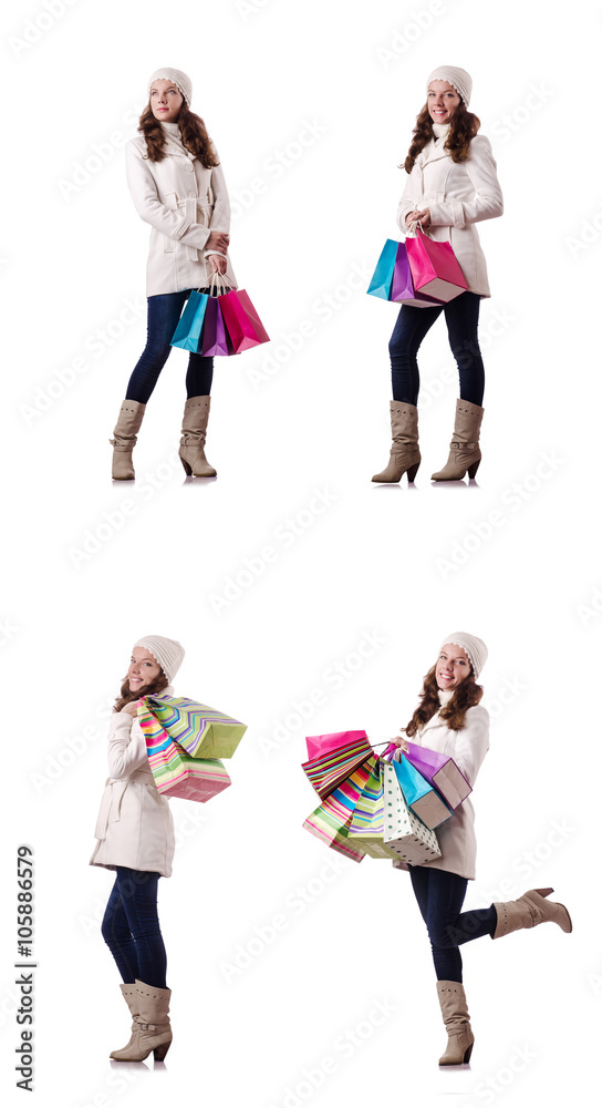 Woman in winter clothing doing christmas shopping Woman in winter clothing doing christmas shopping