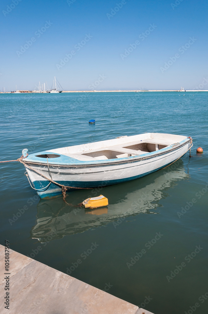 Boat moored in Zakynthos port