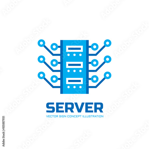 Server - vector logo concept illustration. Database server logo icon. Tech logo. Technology logo sign. Network logo sign. Internet logo sign. Web logo sign. Vector logo template. 