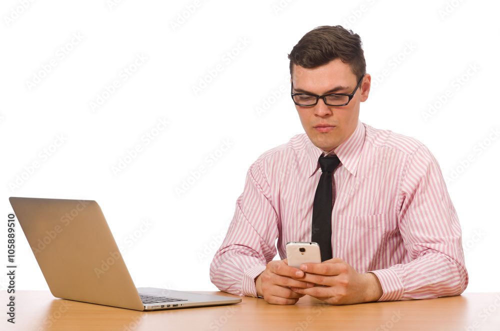 Young businessman isolated on the white Young businessman isolated on the white