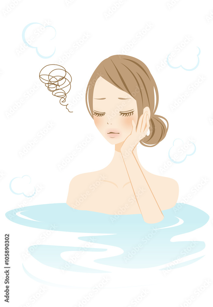 入浴する女性　疲れ
