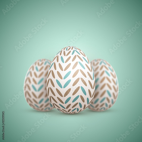 Realistic Vector Easter Egg. Painted Vector Egg Set with Shallow