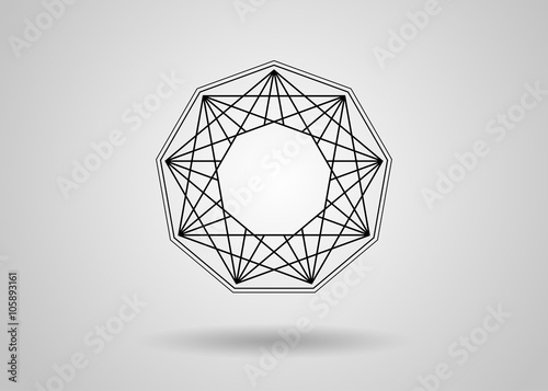 Social Network Graphic Concept Abstract background with a nonahedral geometry. Badge, monogram, banner. Geometric Modern. Technology Concept. Digital Data Visualization.