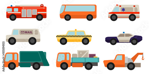 Set of flat style service cars