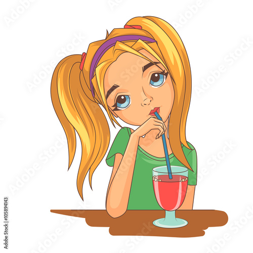 Girl drinking a cocktail