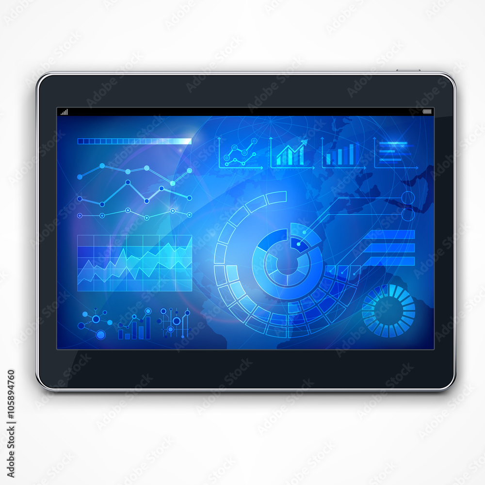 Infographic on blue tablet screen Infographic on blue tablet screen