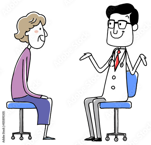 イラスト素材:医師と高齢者の患者