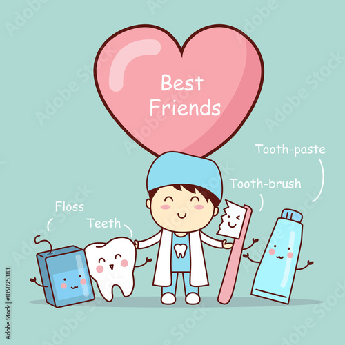 cute cartoon tooth best friends