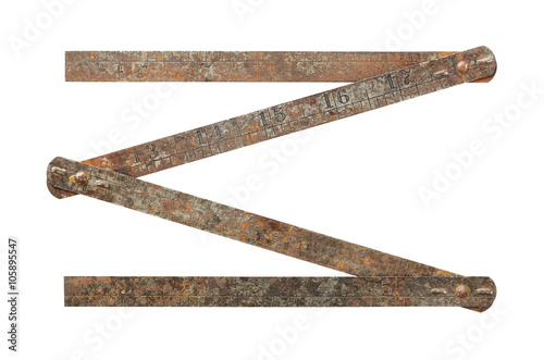Rusty steel folding ruler