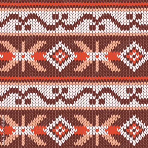 Knitted Seamless Pattern in warm colors