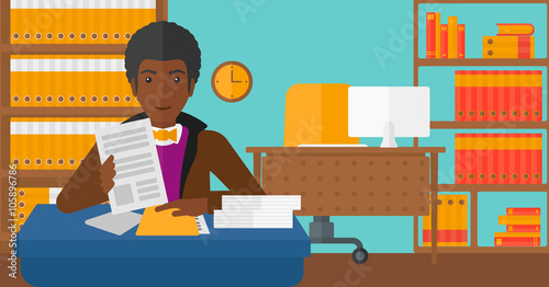 HR manager checking files.