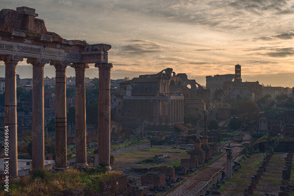 Fototapeta premium Rome, Italy: Temple of Saturn in Roman Forum