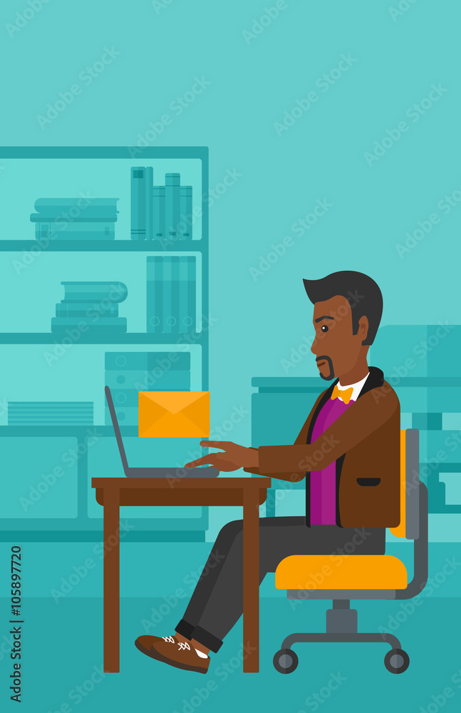 Man receiving email. Man receiving email.
