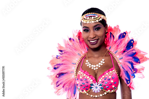 Closeup of woman samba dancer.