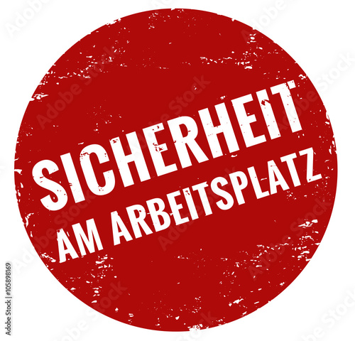 Sicherheit am Arbeitsplatz stempel rot