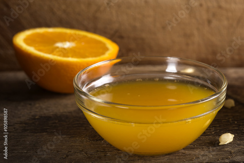 Bowl of fresh orange juice