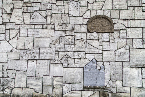 Wailing Wall at Jewish Remuh Cemetery  , Krakow, Polandthe Nazis, Krakow, Poland. photo