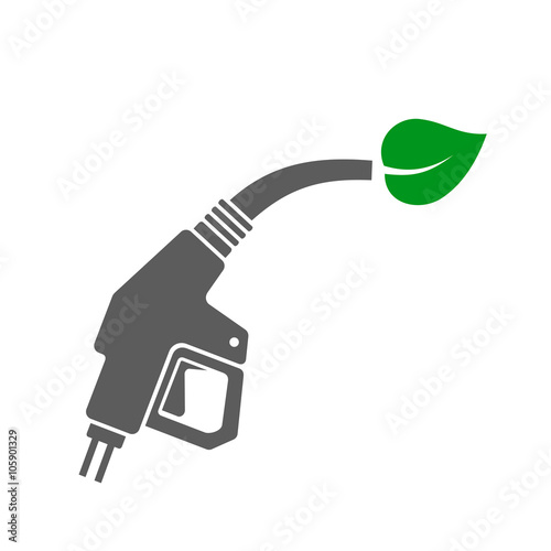 Bio Fuel Concept Icon. Gas Station Gun with Green Leaf