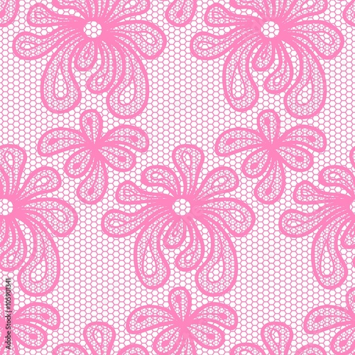 Pink seamless flower lace pattern