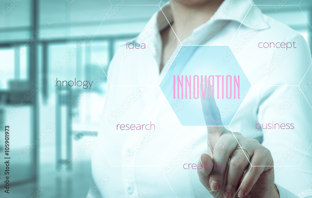 Innovation concept presented by a consultant in management on webinar screen Innovation concept presented by a consultant in management on webinar screen