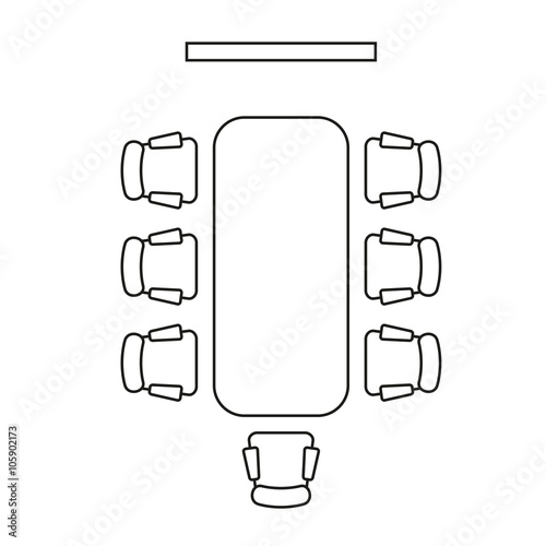 Meeting Room Layout. Conference Boardroom Outline Style. Vector