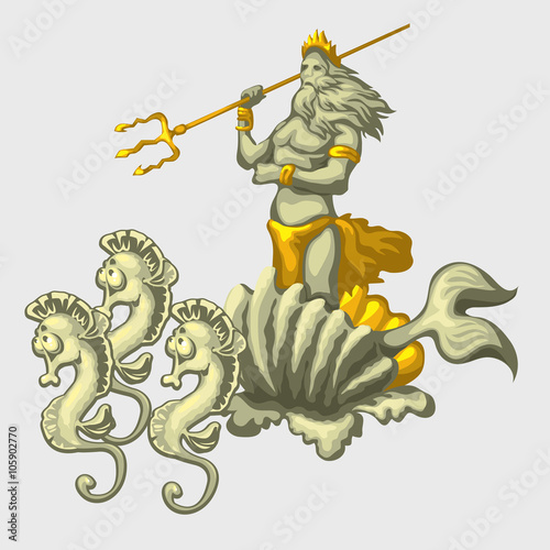 Triton on a carriage with team of sea horses