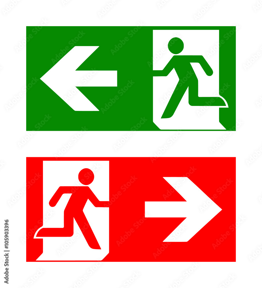 Fire emergency icons. Vector illustration. Fire exit. Fire emergency icons. Vector illustration. Fire exit.
