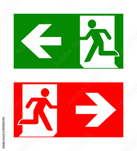 Fire emergency icons. Vector illustration. Fire exit.