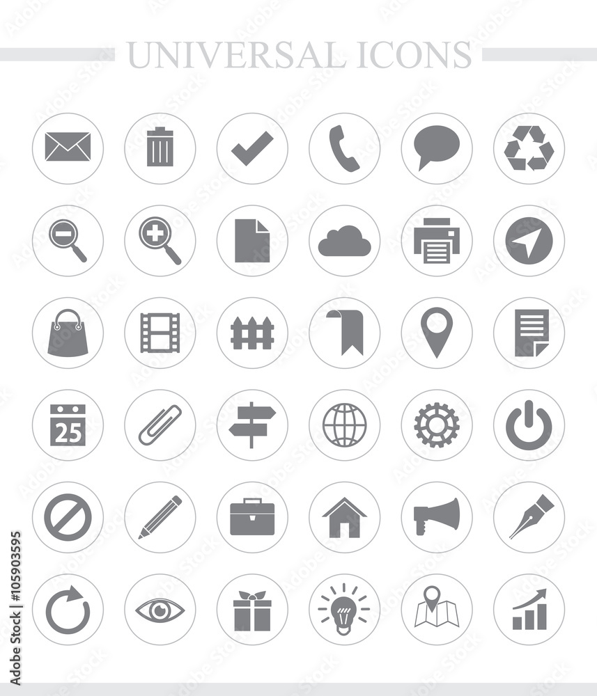 36 universal icons for web and mobile. Vector icon set. 36 universal icons for web and mobile. Vector icon set.