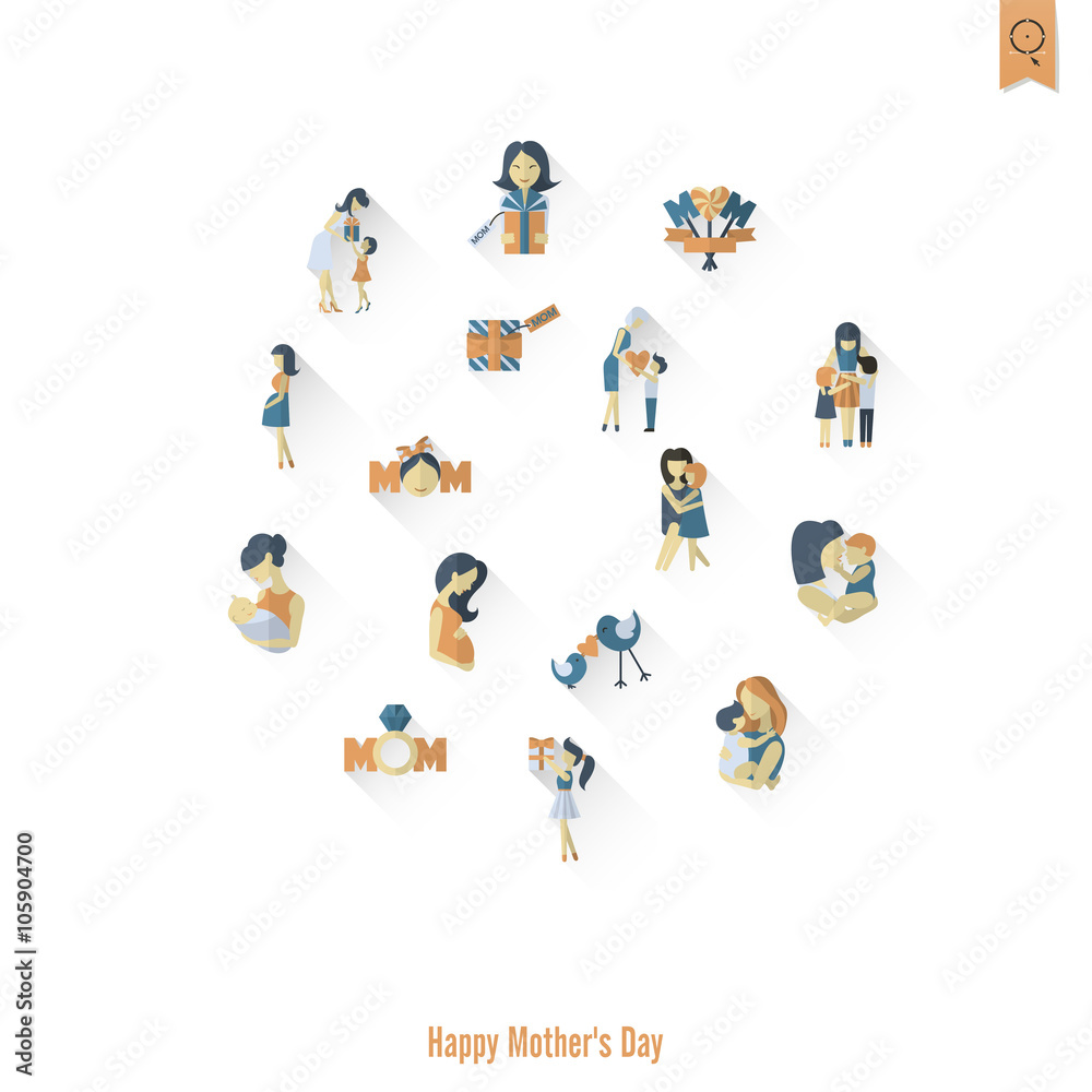 Fototapeta premium Happy Mothers Day Icons
