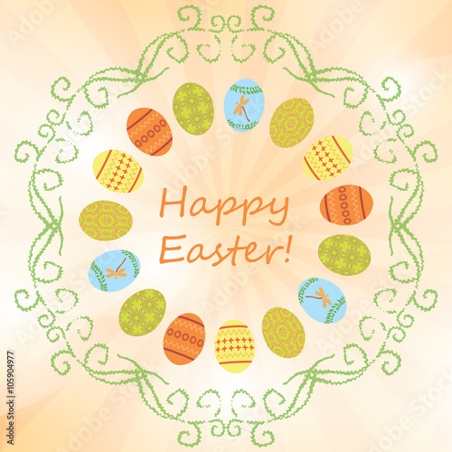 light orange vector background with easter eggs - happy easter