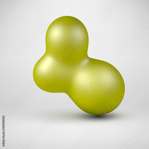 Green abstract shape, pearl with realistic shadow and light background for logo, design concepts, web, presentations and prints. 3D render design. Vector illustration. 
