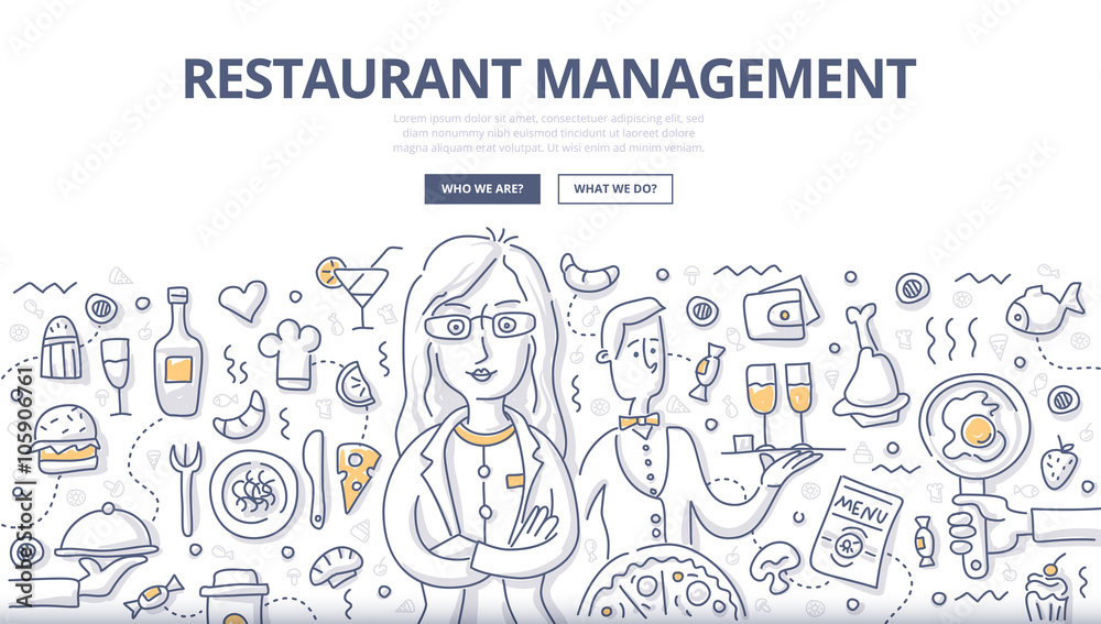 Restaurant Management Doodle Concept