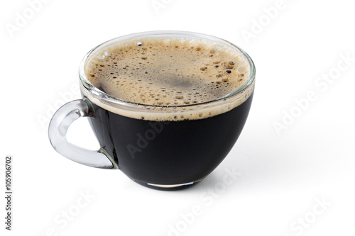 cup of black coffee on a white background isolated