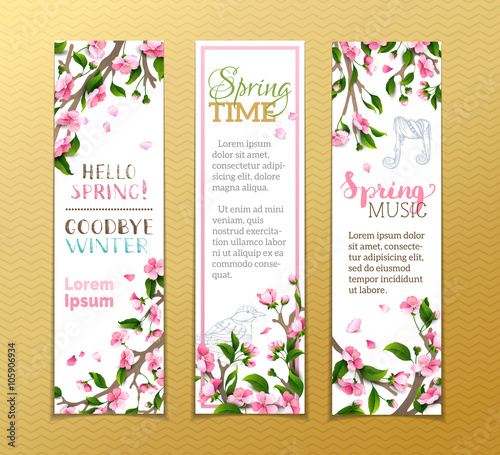 Vector set of vertical spring banners.